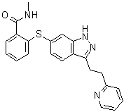 N-甲基-2-[[3-[2-(2-吡啶基)乙基]-1H-吲唑-6-基]硫基]苯甲酰胺分子结构 (CAS 1443118-73-7)