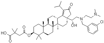 (3beta)-3-(3-羧基-3-甲基-1-氧代丁氧基)-17-[(1R)-2-[[(3-氯苯基)甲基][2-(二甲基氨基)乙基]氨基]-1-羟基乙基]-28-去甲-18-羽扇烯-21-酮分子结构 (CAS 1443461-21-9)