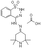 CAS # 1445-96-1, EX 4916, 2,2,6,6-Tetramethyl-4-piperidinone 2-(1,1-dioxido-2H-1,2,3-benzothiadiazin-4-yl)hydrazone acetate