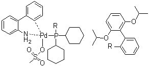 [2'-(氨基)[1,1'-联苯]-2-基][[2',6'-二(异丙氧基)[1,1'-联苯]-2-基]二环己基膦](甲烷磺酸)钯分子结构 (CAS 1445085-77-7)