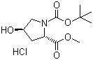 (2S,4R)-4-羟基-1,2-吡咯烷二羧酸 1-叔丁酯 2-甲酯盐酸盐分子结构 (CAS 144527-44-6)