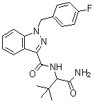structure of CAS# 1445583-51-6, N-[1-(Aminocarbonyl)-2,2-dimethylpropyl]-1-[(4-fluorophenyl)methyl]-1H-indazole-3-carboxamide