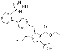 4-(1-羟基-1-甲基乙基)-2-丙基-1-[[2'-(1H-四唑-5-基)[1,1'-联苯]-4-基]甲基]-1H-咪唑-5-羧酸乙酯分子结构 (CAS 144689-23-6)