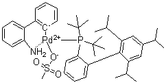 structure of CAS# 1447963-75-8, [2'-(氨基)[1,1'-联苯]-2-基][二(1,1-二甲基乙基)[2',4',6'-三(1-甲基乙基)[1,1'-联苯]-2-基]膦](甲烷磺酸基)钯