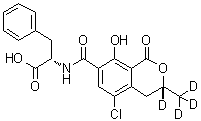 N-[[(3R)-5-氯-3,4-二氢-8-羟基-3-(甲基-d<sub>3</sub>)-1-氧代-1H-2-苯并吡喃-7-基-3-d]羰基]-L-苯丙氨酸分子结构 (CAS 1448049-50-0)