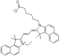 2-[3-[3-(5-羧基戊基)-1,3-二氢-1,1-二甲基-2H-苯并[e]吲哚-2-亚基]-1-丙烯-1-基]-3-乙基-1,1-二甲基-1H-苯并[e]吲哚鎓内盐分子结构 (CAS 1449612-06-9)
