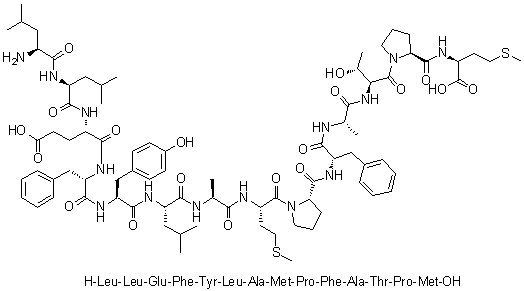 L-亮氨酰-L-亮氨酰-L-alpha-谷氨酰-L-苯丙氨酰-L-酪氨酰-L-亮氨酰-L-丙氨酰-L-蛋氨酰-L-脯氨酰-L-苯丙氨酰-L-丙氨酰-L-苏氨酰-L-脯氨酰-L-蛋氨酸分子结构 (CAS 1451188-98-9)