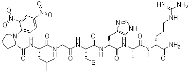 structure of CAS# 145224-98-2, 1-(2,4-Dinitrophenyl)-L-prolyl-L-leucylglycyl-S-methyl-L-cysteinyl-L-histidyl-L-alanyl-D-argininamide