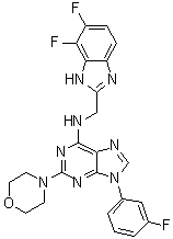 CAS 登录号：1454585-06-8, N-[(6,7-二氟-1H-苯并咪唑-2-基)甲基]-9-(3-氟苯基)-2-(4-吗啉基)-9H-嘌呤-6-胺