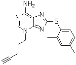 8-[(2,4-二甲基苯基)硫基]-3-(4-戊炔-1-基)-3H-嘌呤-6-胺分子结构 (CAS 1454619-13-6)