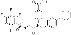 CAS 登录号：1456632-40-8, 4-[[(4-环己基苯基)甲基][2-[甲基[(2,3,4,5,6-五氟苯基)磺酰基]氨基]乙酰基]氨基]苯甲酸