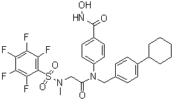 CAS # 1456632-41-9, 4-[[(4-Cyclohexylphenyl)methyl][2-[methyl[(2,3,4,5,6-pentafluorophenyl)sulfonyl]amino]acetyl]amino]-N-hydroxybenzamide