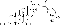 CAS # 14605-22-2, Tauroursodeoxycholic acid, 2-[[(4R)-4-[(3R,5S,7S,8R,9S,10S,13R,14S,17R)-3,7-dihydroxy-10,13-dimethyl-2,3,4,5,6,7,8,9,11,12,14,15,16,17-tetradecahydro-1H-cyclopenta[a]phenanthren-17-yl]pentanoyl]amino]ethanesulfonic acid