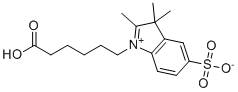 structure of CAS# 146368-08-3, 1-(5-Carboxypentyl)-2,3,3-trimethyl-3H-indol-1-ium-5-sulfonate