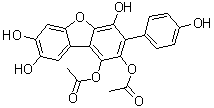 3-(4-羟基苯基)-1,2,4,7,8-二苯并呋喃五醇 1,2-二乙酸酯分子结构 (CAS 146905-24-0)