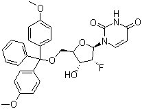 5'-O-[双(4-甲氧基苯基)(苯基)甲基]-2'-脱氧-2'-氟尿苷分子结构 (CAS 146954-74-7)