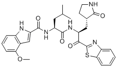 structure of CAS# 1471484-62-4, 2-[N-[(4-甲氧基-1H-吲哚-2-基)羰基]-亮氨酰-3-[(3S)-2-氧代吡咯烷-3-基]-丙氨酰-]苯并噻唑
