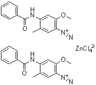 structure of CAS# 14726-28-4, Bis(4-benzamido-6-methoxy-m-toluenediazonium) tetrachlorozincate