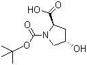 N-叔丁氧羰基-反式-4-羟基-D-脯氨酸分子结构 (CAS 147266-92-0)