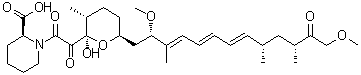 (2S)-1-[2-[(2R,3R,6S)-6-[(2S,3E,5E,7E,9S,11R)-2,13-二甲氧基-3,9,11-三甲基-12-氧代-3,5,7-十三碳三烯-1-基]四氢-2-羟基-3-甲基-2H-吡喃-2-基]-2-氧代乙酰基]-2-哌啶羧酸分子结构 (CAS 147438-30-0)