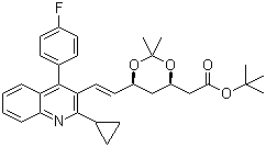 (4R,6S)-6-[[(1E)-2-环丙基-4-(4-氟苯基)-3-喹啉基]乙烯基]-2,2-二甲基-1,3-二氧六环-4-乙酸叔丁酯分子结构 (CAS 147489-06-3)