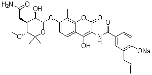 structure of CAS# 1476-53-5, 新生霉素钠