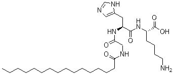 structure of CAS# 147732-56-7, N-(1-氧代十六烷基)甘氨酰-L-组氨酰-L-赖氨酸