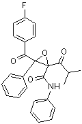 structure of CAS# 148146-51-4, 3-(4-氟苯甲酰)-2-(2-甲基-1-氧代丙基)-N,3-二苯基-2-环氧乙烷甲酰胺