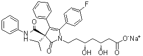 (betaR,deltaR,3R)-5-(4-氟苯基)-2,3-二氢-beta,delta-二羟基-3-(1-甲基乙基)-2-氧代-4-苯基-3-[(苯基氨基)羰基]-1H-吡咯-1-庚酸钠盐分子结构 (CAS 148217-40-7)