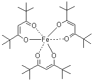 structure of CAS# 14876-47-2, 三(2,2,6,6-四甲基-3,5-庚二酮)铁