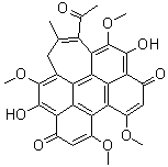 CAS # 149457-83-0, Hypocrellin C, 3-Acetyl-5,12-dihydroxy-4,8,9,13-tetramethoxy-2-methyl-1H-cyclohepta[ghi]perylene-6,11-dione