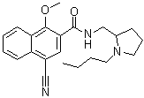 CAS # 149649-22-9, Nafadotride, N-[(1-Butyl-2-pyrrolidinyl)methyl]-4-cyano-1-methoxy-2-naphthalenecarboxamide