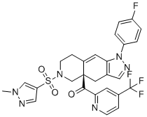 CAS # 1496510-51-0, Relacorilant, [(4aR)-1-(4-fluorophenyl)-6-(1-methylpyrazol-4-yl)sulfonyl-4,5,7,8-tetrahydropyrazolo[3,4-g]isoquinolin-4a-yl]-[4-(trifluoromethyl)pyridin-2-yl]methanone