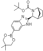 CAS 登录号：1499193-75-7, (1R,3S,4S)-3-[6-(5,5-二甲基-1,3,2-二氧硼杂环己烷-2-基)-1H-苯并咪唑-2-基]-2-氮杂双环[2.2.1]庚烷-2-羧酸叔丁酯