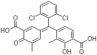 CAS # 15012-28-9, Mordant Blue 1, Chromazurol B, 4-[(3-Carboxy-5-methyl-4-oxo-1-cyclohexa-2,5-dienylidene)(2,6-dichlorophenyl)methyl]-2-hydroxy-3-methylbenzoic acid
