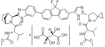 雷迪帕韦 D-酒石酸盐分子结构 (CAS 1502654-87-6)