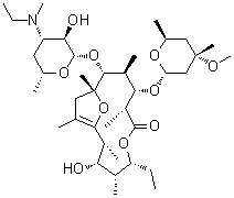 CAS # 150785-53-8, Alemcinal, 8,9-Didehydro-N-demethyl-9-deoxo-4'',6,12-trideoxy-6,9-epoxy-N-ethylerythromycin, A 81229, ABT 229, Abbott 81229.0