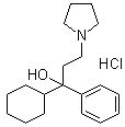 structure of CAS# 1508-76-5, 1-Cyclohexyl-1-phenyl-3-pyrrolidino-1-propanol hydrochloride