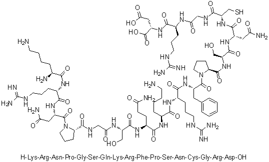 CAS 登录号：150829-21-3, L-赖氨酰-L-精氨酰-L-天冬氨酰胺酰-L-脯氨酰甘氨酰-L-丝氨酰-L-谷氨酰胺酰-L-赖氨酰-L-精氨酰-L-苯丙氨酰-L-脯氨酰-L-丝氨酰-L-天冬氨酰胺酰-L-半胱氨酰甘氨酰-L-精氨酰-L-天冬氨酸
