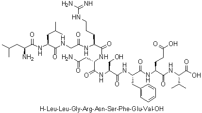 L-亮氨酰-L-亮氨酰甘氨酰-L-精氨酰-L-天冬氨酰胺酰-L-丝氨酰-L-苯丙氨酰-L-alpha-谷氨酰-L-缬氨酸分子结构 (CAS 151456-29-0)