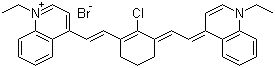 4-[2-[2-氯-3-[2-(1-乙基-4(1H)-喹啉亚基)乙亚基]-1-环己烯-1-基]乙烯基]-1-乙基喹啉鎓溴化物分子结构 (CAS 151648-23-6)