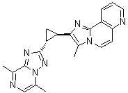 rel-2-[(1R,2R)-2-(5,8-Dimethyl[1,2,4]triazolo[1,5-a]pyrazin-2-yl)cyclopropyl]-3-methylimidazo[2,1-f][1,6]naphthyridine molecular structure (CAS 1516895-53-6)