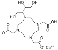 2,2'-(7-(羧甲基)-10-((2R,3S)-1,3,4-三羟基丁烷-2-基)-1,4,7,10-四氮杂环十二烷-1,4-二基)二乙酸钙相对配合物分子结构 (CAS 151878-23-8)
