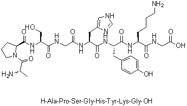 L-丙氨酰-L-脯氨酰-L-丝氨酰甘氨酰-L-组氨酰-L-酪氨酰-L-赖氨酰甘氨酸分子结构 (CAS 152051-60-0)