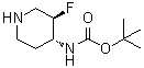 N-[(3R,4R)-3-氟-4-哌啶基]氨基甲酸叔丁酯分子结构 (CAS 1523530-29-1)