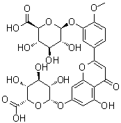 5-[7-(beta-D-吡喃葡糖酸基氧基)-5-羟基-4-氧代-4H-1-苯并吡喃-2-基]-2-甲氧基苯基 beta-D-吡喃葡糖苷酸分子结构 (CAS 152503-51-0)