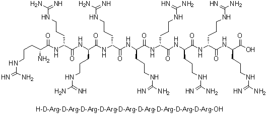 D-精氨酰-D-精氨酰-D-精氨酰-D-精氨酰-D-精氨酰-D-精氨酰-D-精氨酰-D-精氨酰-D-精氨酸分子结构 (CAS 153127-44-7)