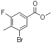 3-溴-5-氟-4-甲基苯甲酸甲酯分子结构 (CAS 1533932-57-8)