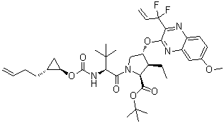 CAS # 1535212-03-3, (3S,4R)-N-[[[(1R,2R)-2-(3-Buten-1-yl)cyclopropyl]oxy]carbonyl]-3-methyl-L-valyl-4-[[3-(1,1-difluoro-2-propen-1-yl)-7-methoxy-2-quinoxalinyl]oxy]-3-ethyl-L-proline 1,1-dimethylethyl ester