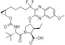 (1aR,5S,8S,9S,10R,22aR)-5-(1,1-二甲基乙基)-9-乙基-18,18-二氟-1,1a,3,4,5,6,9,10,18,19,20,21,22,22a-十四氢-14-甲氧基-3,6-二氧代-8H-7,10-甲桥环丙烯并[18,19][1,10,3,6]二氧杂二氮杂环十九碳九烯并[11,12-b]喹喔啉-8-羧酸分子结构 (CAS 1535212-06-6)